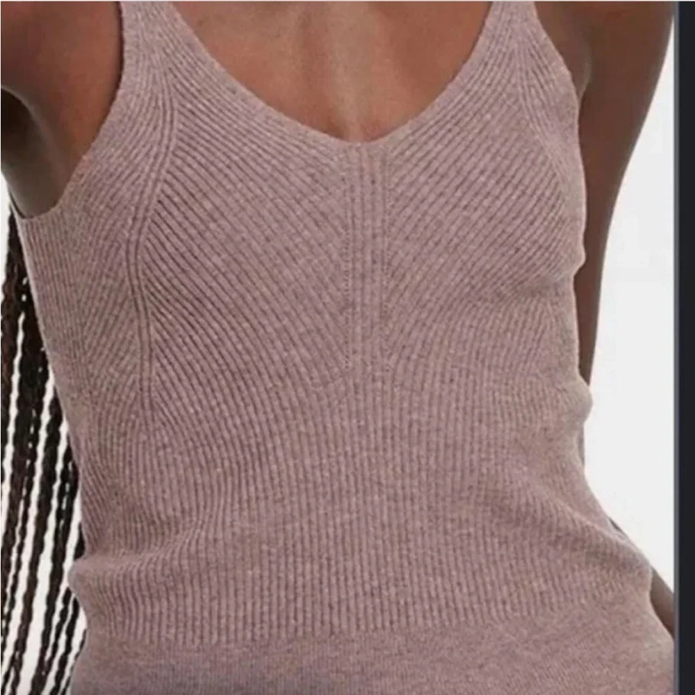 a new day Mauve/Brown Ribbed Tank and Cardigan Sweater Set - Picture 2 of 4
